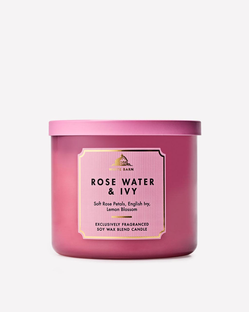 Rose Water &amp; Ivy 3-Wick Candle
