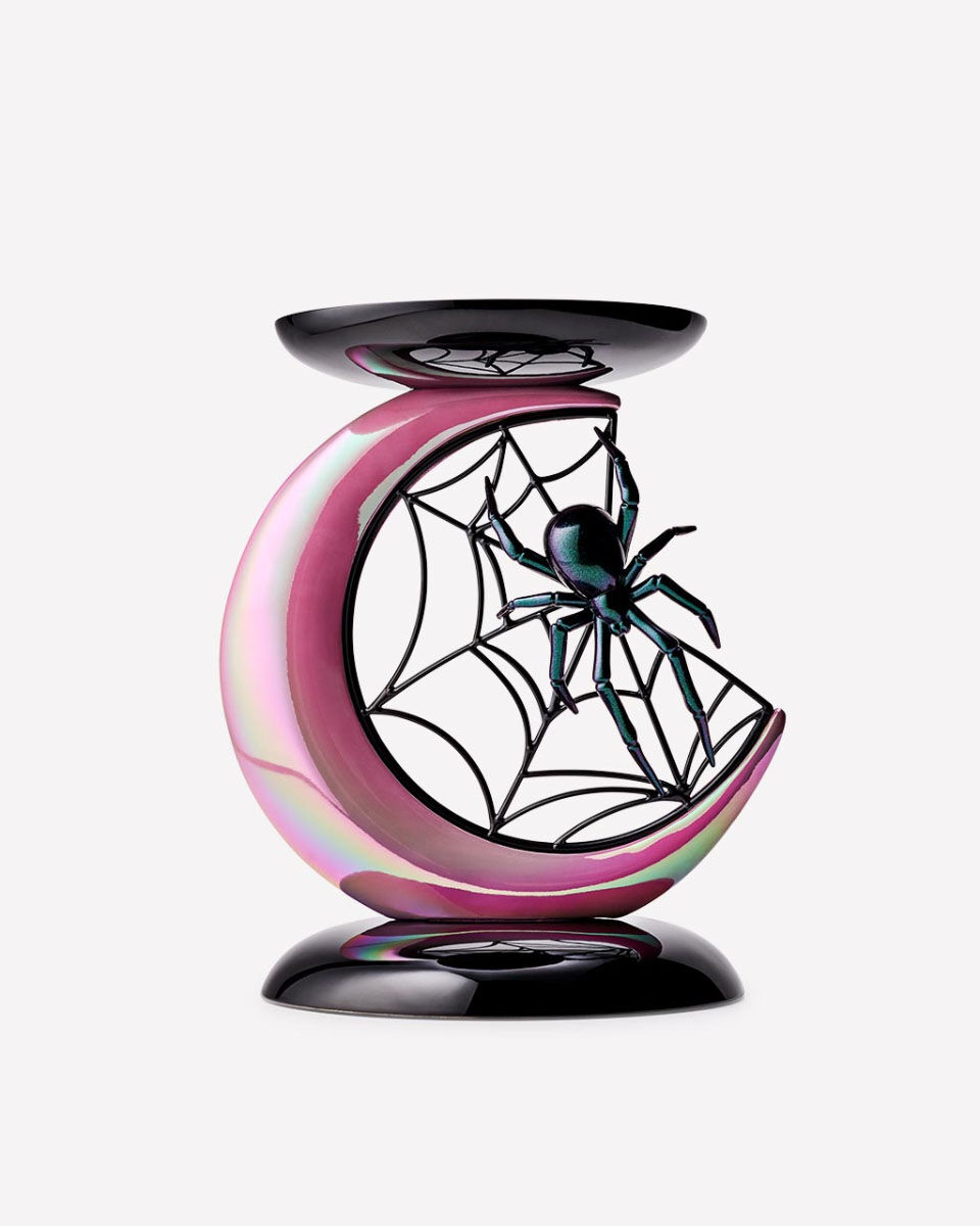 Spider and Moon Pedestal 3-Wick Candle Holder