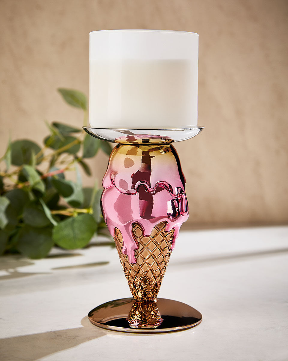 Double-Scoop Cone Pedestal 3-Wick Candle Holder