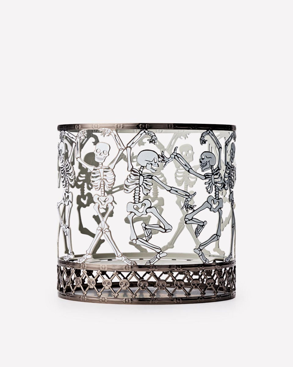 Glow-in-the-Dark Dancing Skeleton 3-Wick Candle Holder